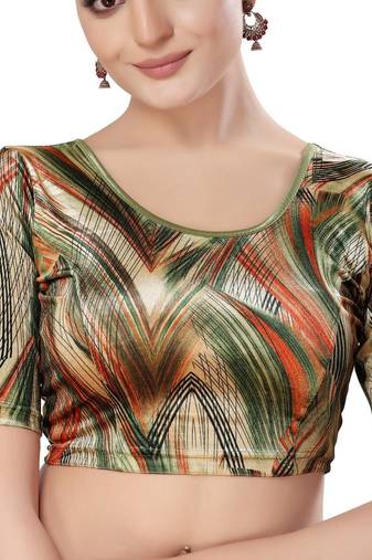 Non - Padded Velvet Round Neck Blouse