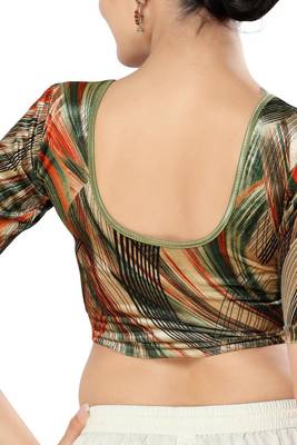 Non - Padded Velvet Round Neck Blouse 2