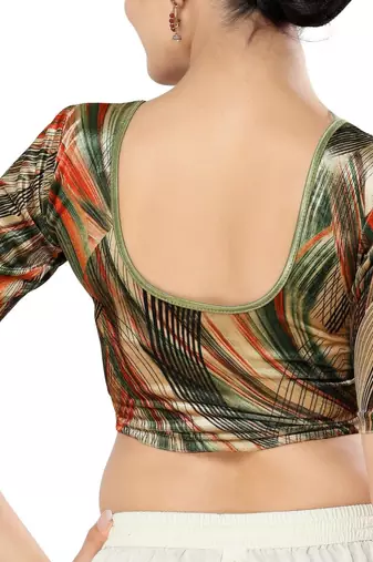 Non - Padded Velvet Round Neck Blouse
