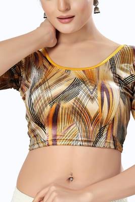 Non - Padded Velvet Round Neck Blouse 1