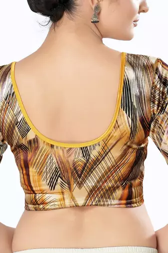 Non - Padded Velvet Round Neck Blouse
