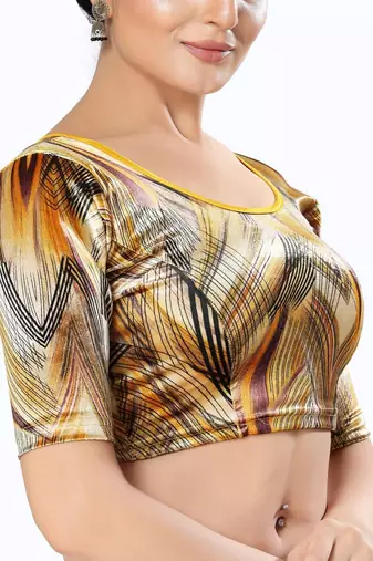 Non - Padded Velvet Round Neck Blouse