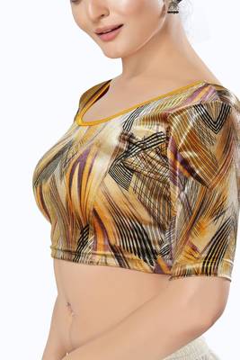 Non - Padded Velvet Round Neck Blouse 4