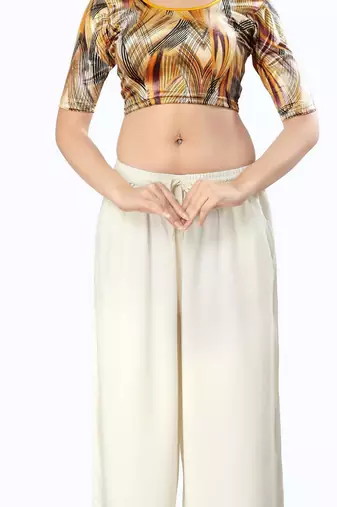 Non - Padded Velvet Round Neck Blouse