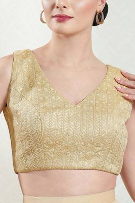 Padded Brocade V-Neck Blouse 1