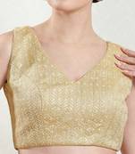 Padded Brocade V-Neck Blouse