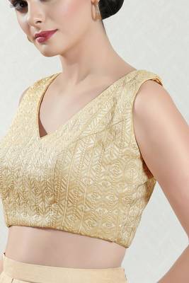 Padded Brocade V-Neck Blouse 4