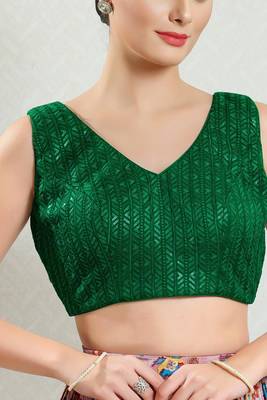 Padded Brocade V-Neck Blouse 1