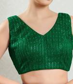 Padded Brocade V-Neck Blouse