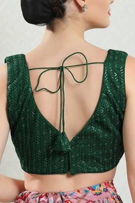 Padded Brocade V-Neck Blouse 2