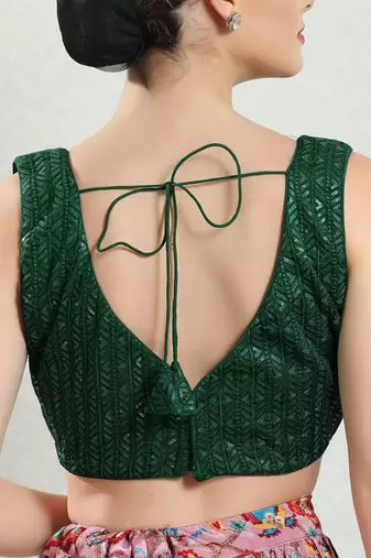 Padded Brocade V-Neck Blouse