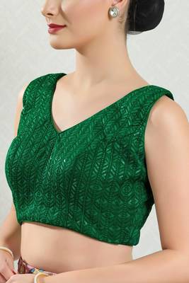 Padded Brocade V-Neck Blouse 4