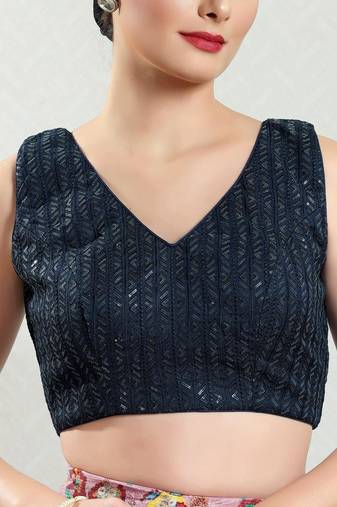 Padded Brocade V-Neck Blouse