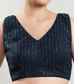 Padded Brocade V-Neck Blouse