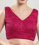 Padded Brocade V-Neck Blouse