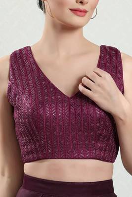 Padded Brocade V-Neck Blouse 1