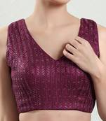 Padded Brocade V-Neck Blouse