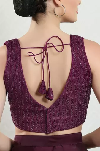 Padded Brocade V-Neck Blouse