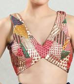 Padded Brocade V-Neck Blouse