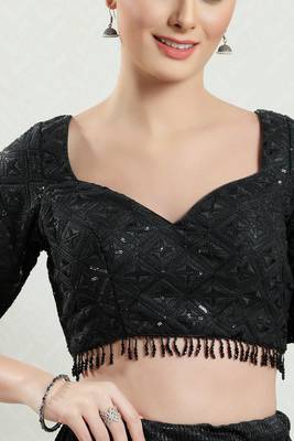 Padded Net Sweatheart Neck Blouse 1