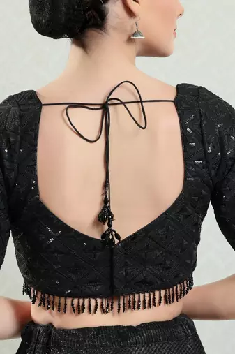 Padded Net Sweatheart Neck Blouse
