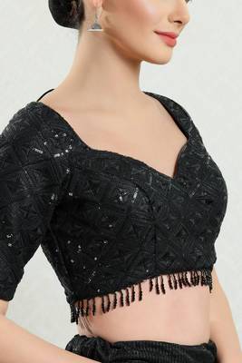 Padded Net Sweatheart Neck Blouse 3
