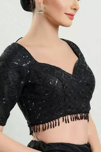 Padded Net Sweatheart Neck Blouse