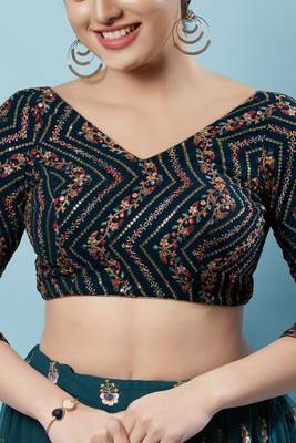 Padded Silk V-Neck Blouse 1
