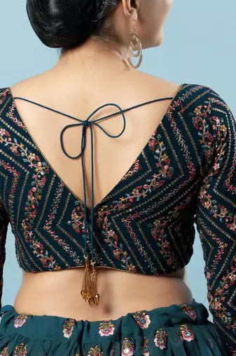 Padded Silk V-Neck Blouse