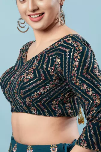 Padded Silk V-Neck Blouse