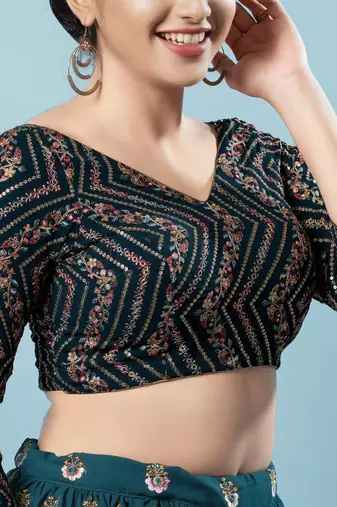 Padded Silk V-Neck Blouse