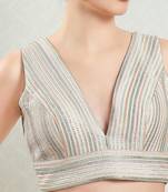 Padded Brocade V-Neck Blouse