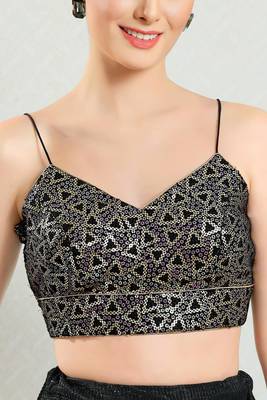 Padded Brocade V-Neck Blouse 1