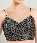 Padded Brocade V-Neck Blouse