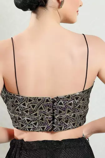 Padded Brocade V-Neck Blouse