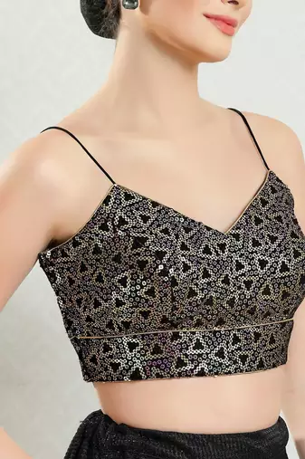 Padded Brocade V-Neck Blouse