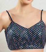 Padded Brocade V-Neck Blouse