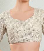 Padded Brocade Round Neck Blouse