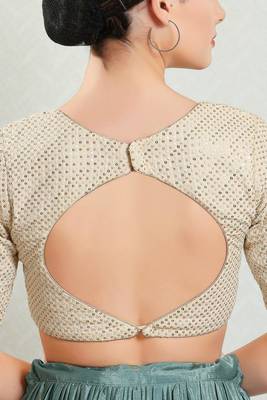 Padded Brocade Round Neck Blouse 2