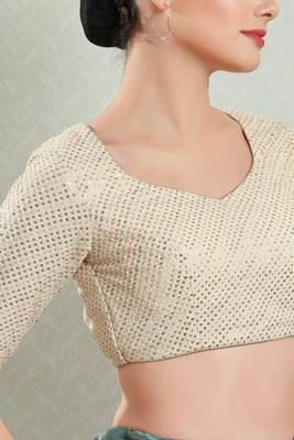 Padded Brocade Round Neck Blouse 3