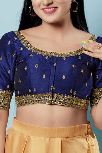 Padded Silk Round Neck Blouse