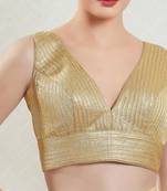 Padded Brocade V-Neck Blouse