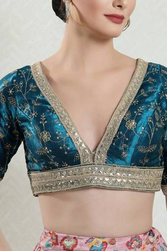 Teal Bridal Readymade Blouse for Women