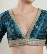 Teal Bridal Readymade Blouse for Women