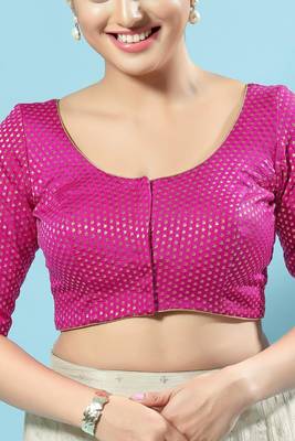 Pink Brocade Readymade Blouse 1
