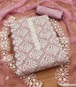 Pink georgette embroidery work salwar suit dress material