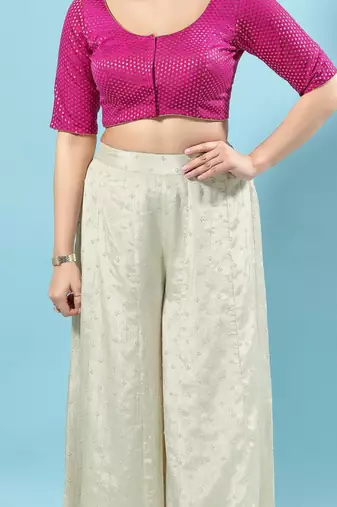 Pink Brocade Readymade Blouse