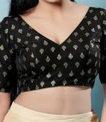 Padded Brocade V-Neck Blouse