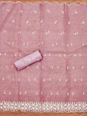 Pink georgette embroidery work salwar suit dress material 2