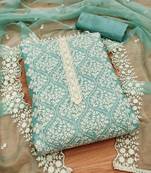 Sky blue georgette embroidery work salwar suit dress material